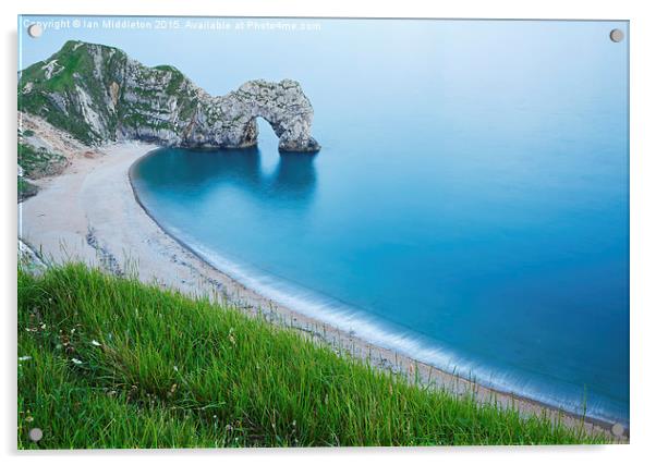 Durdle Door in the evening Acrylic by Ian Middleton