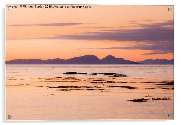 Rhum Sunset from Port na Ba Acrylic by Richard Burdon
