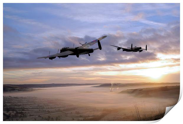 Lancasters Over The Valley  Print by J Biggadike
