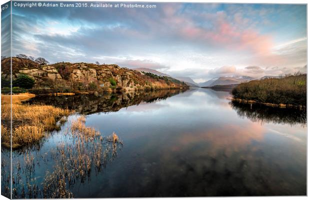 Padarn lake Llanberis Sunset Canvas Print by Adrian Evans