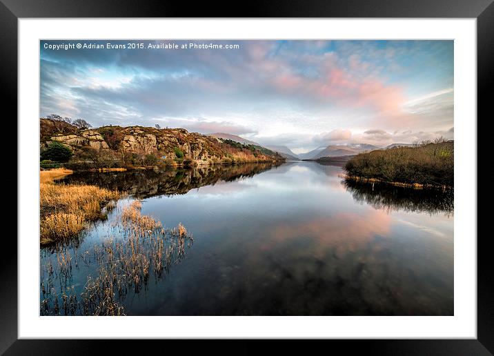 Padarn lake Llanberis Sunset Framed Mounted Print by Adrian Evans