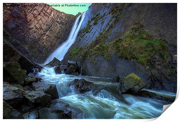  Speke's Mill Mouth waterfall. Print by Steve Walsh