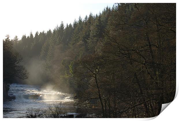 Misty Falls of Clyde Print by Iain McGillivray