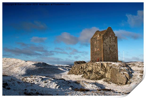  Smailholm Tower in the Snow Print by Gavin Liddle