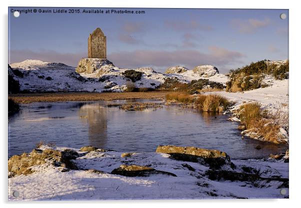  Smailholm Tower in the Snow 2 Acrylic by Gavin Liddle