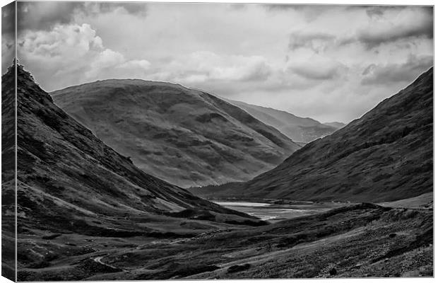  Glacial Glencoe in mono. Canvas Print by Mark Godden