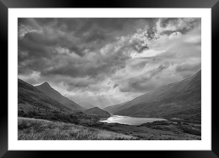 Loch Leven in mono.  Framed Mounted Print by Mark Godden
