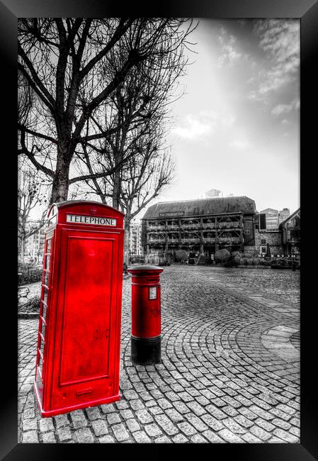  Red Post Box Phone box London Framed Print by David Pyatt