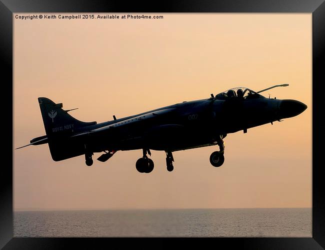  Sunset Sea Harrier Framed Print by Keith Campbell