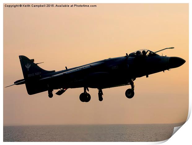  Sunset Sea Harrier Print by Keith Campbell