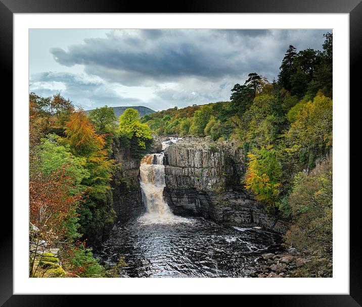  High Force waterfall in colour Framed Mounted Print by Greg Marshall