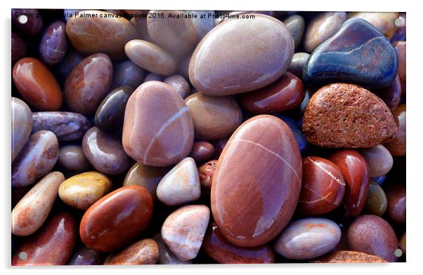  Glossy,wet, pebbles Acrylic by Paula Palmer canvas