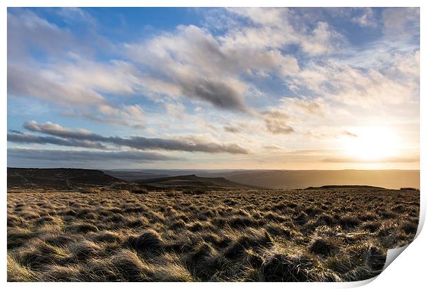  Sunset below Stanage Edge, Peak District Print by Lee Wright