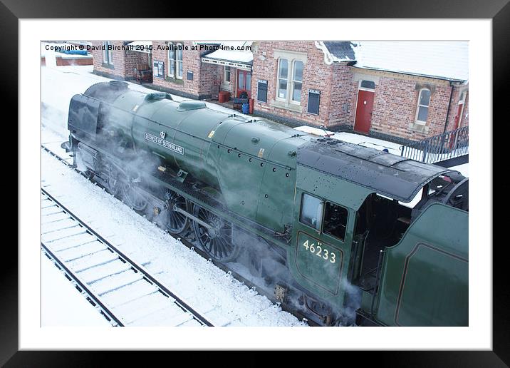 Steam locomotive 46233 Duchess Of Sutherland in sn Framed Mounted Print by David Birchall