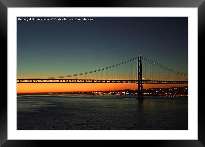  The 25th of April Bridge from a cruise ship by ni Framed Mounted Print by Frank Irwin