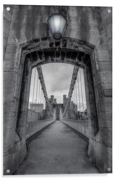  Conwy Suspension Bridge Acrylic by Ian Mitchell