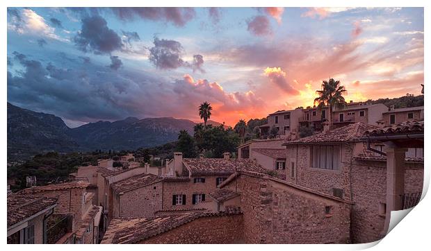  Sunset over Fornalutx Soller Mallorca Print by Greg Marshall