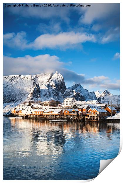 Sakrisoy village, Lofoten islands Print by Richard Burdon
