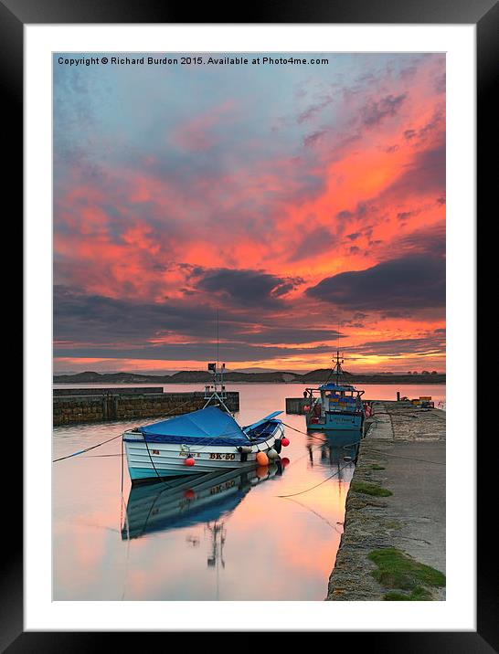  Beadnell Harbour Sunset Framed Mounted Print by Richard Burdon
