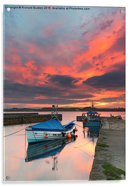  Beadnell Harbour Sunset Acrylic by Richard Burdon