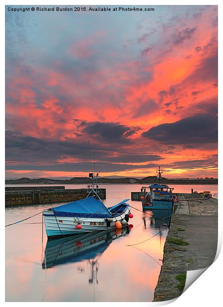  Beadnell Harbour Sunset Print by Richard Burdon