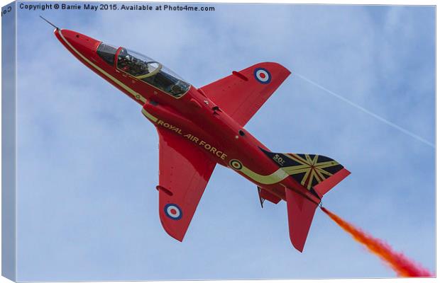 Red Arrows - XX177 Rolls Over The Top Canvas Print by Barrie May