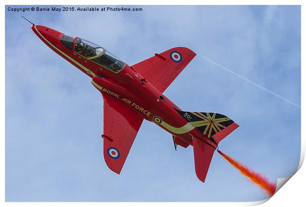 Red Arrows - XX177 Rolls Over The Top Print by Barrie May