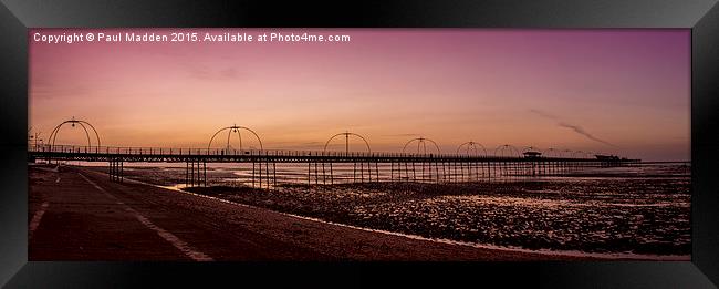 Southport Pier at dusk Framed Print by Paul Madden