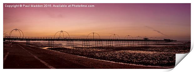 Southport Pier at dusk Print by Paul Madden