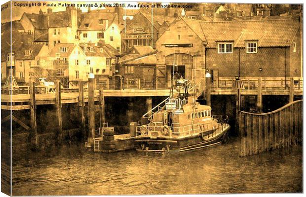  Whitby Lifeboat waiting in the harbour Canvas Print by Paula Palmer canvas