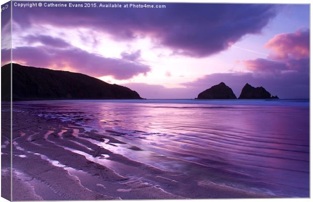  Holywell Bay Sunset #2 Canvas Print by Catherine Fowler