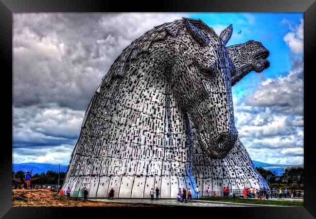 Kelpies at the Helix Framed Print by Tom Gomez