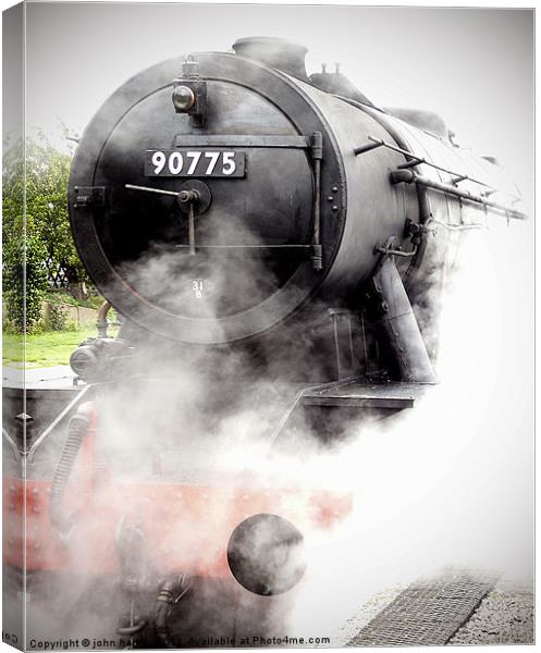 Memories of Steam Power - Locomotive in the statio Canvas Print by john hartley