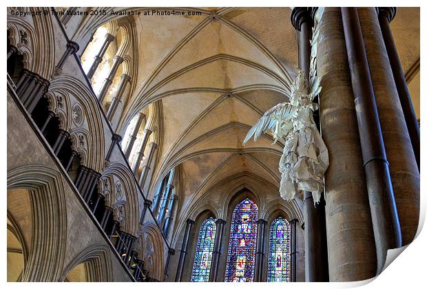 Salisbury Cathedral Vaulted Ceiling And Peter Rush Print by Terri Waters