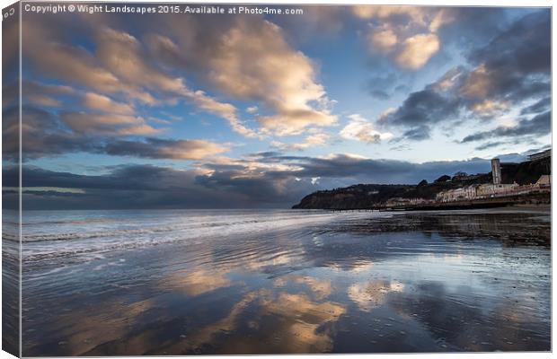 Shanklin Beach Reflections Canvas Print by Wight Landscapes
