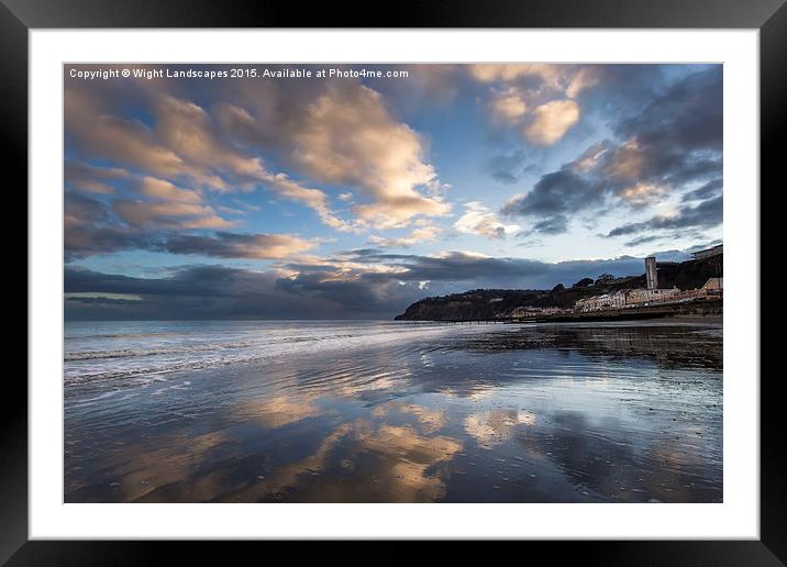 Shanklin Beach Reflections Framed Mounted Print by Wight Landscapes