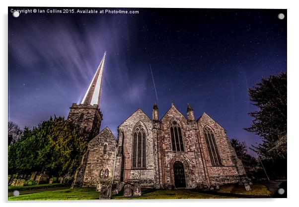  Ledbury Church Moonlight Acrylic by Ian Collins