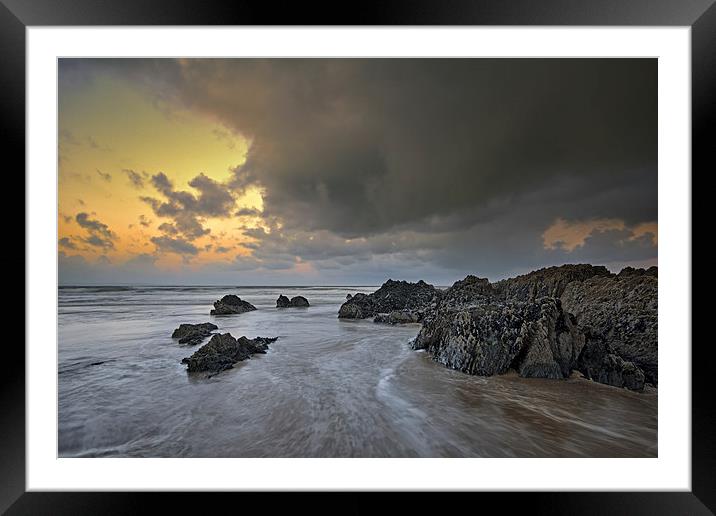  The rocks at Croyde Bay Framed Mounted Print by Dave Wilkinson North Devon Ph
