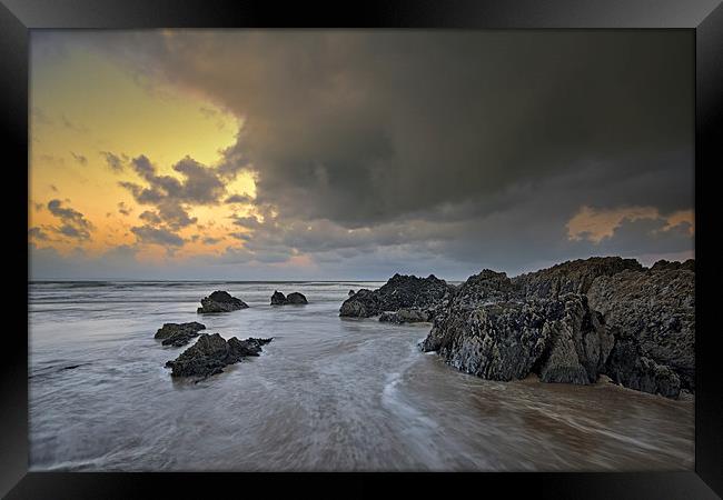  The rocks at Croyde Bay Framed Print by Dave Wilkinson North Devon Ph