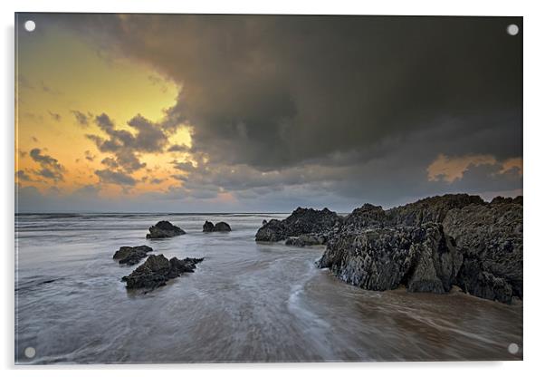  The rocks at Croyde Bay Acrylic by Dave Wilkinson North Devon Ph