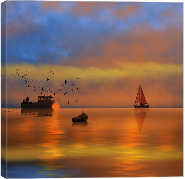 Sunset Fishing Canvas Print by Tanya Hall