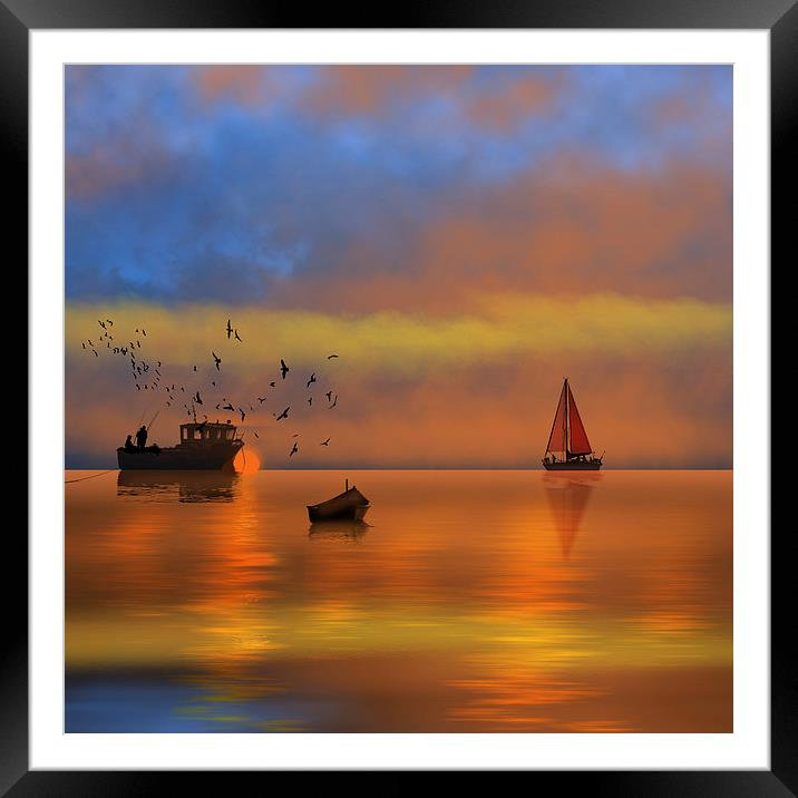 Sunset Fishing Framed Mounted Print by Tanya Hall