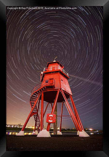   Herd Lighthouse With Star Trails  Framed Print by Ray Pritchard