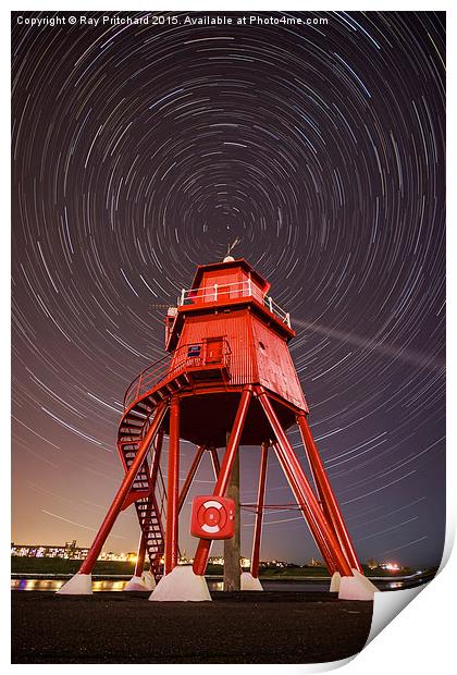   Herd Lighthouse With Star Trails  Print by Ray Pritchard