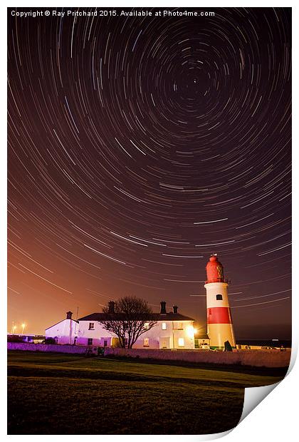   Souter Lighthouse Star Trails Print by Ray Pritchard