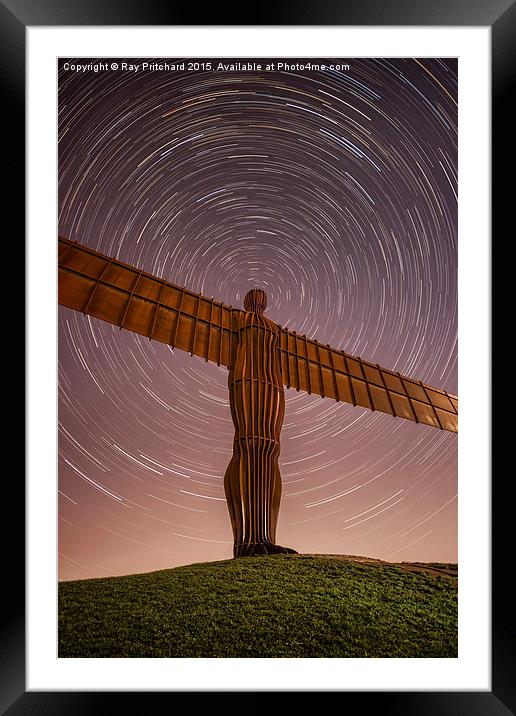   Angel of the North with Star Trails Framed Mounted Print by Ray Pritchard