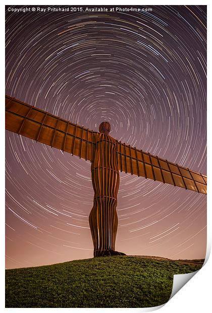   Angel of the North with Star Trails Print by Ray Pritchard