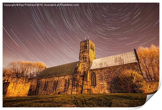    St Pauls Church with Star Trails Print by Ray Pritchard