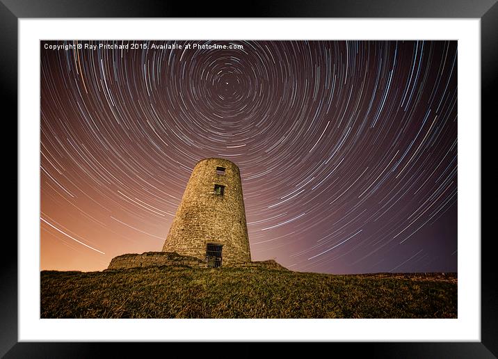  Cleadon Mill with Star Trails Framed Mounted Print by Ray Pritchard