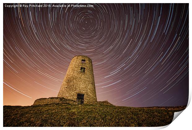  Cleadon Mill with Star Trails Print by Ray Pritchard